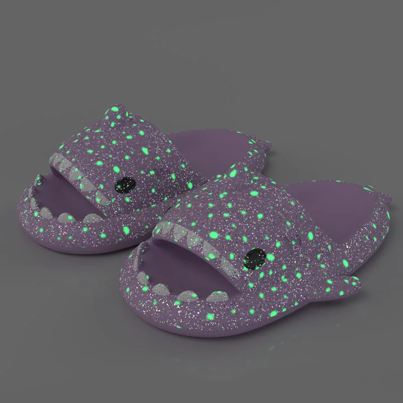 Luminous Cartoon Shark Head Slippers Summer Couple Thick Bottom Anti-Slip Home Slippers Fashion Outdoor Comfortable Sandals