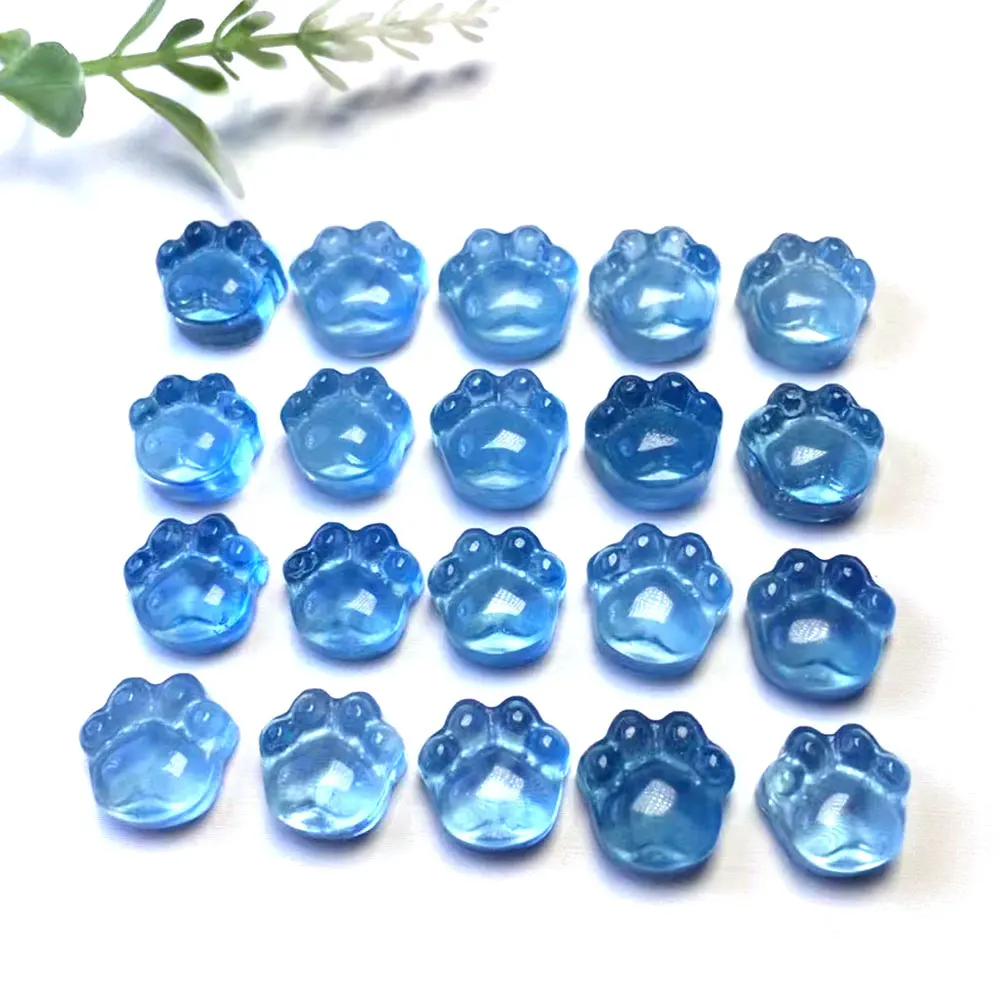 

Cute Natural Aquamarine Cat Paw Crystals Carved Stones Quartz Gemstones Healing Reiki Room Decor Home Decoration Crystal Gift