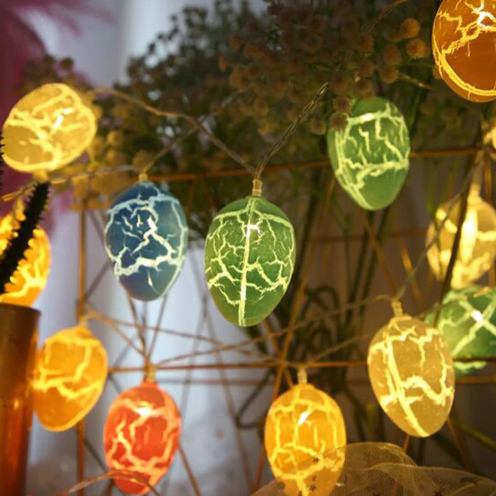 2024 Easter Eggs Light Decoration Batteries USB Multicolor Crack Eggs LED String Lights Home Outdoor Easter Party Decorations