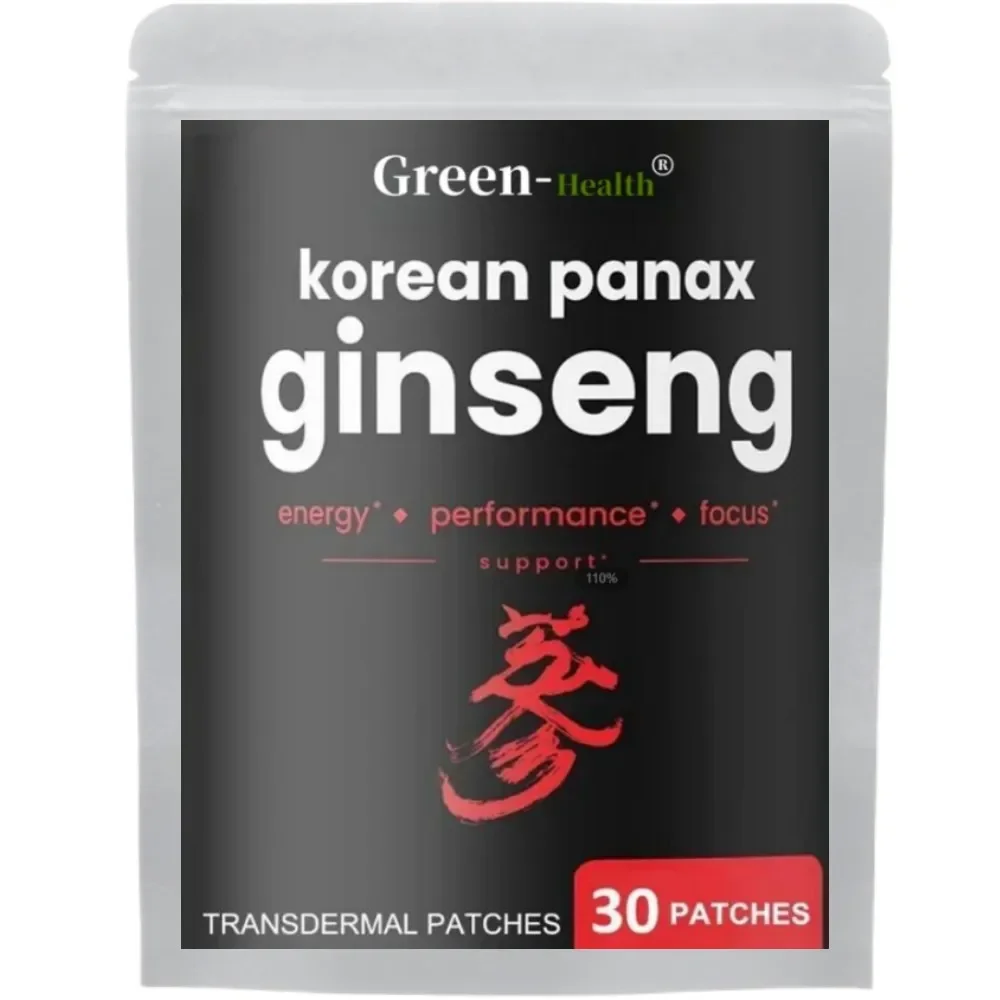 Patches transdermicos de raiz de ginseng vermelho coreano para energia, foco, desempenho, vitalidade e imune 30 patches