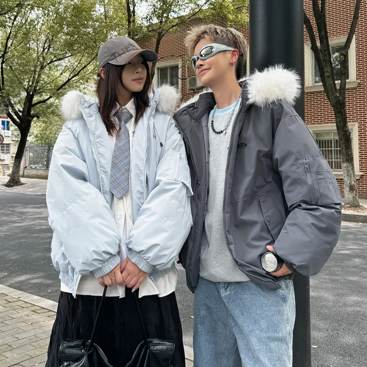 

Stylish Autumn Women's Parka Jacket Multi Zipper Elastic Cuffs Puff Coat For Female Korean-style Cotton Coat For Couples Besties