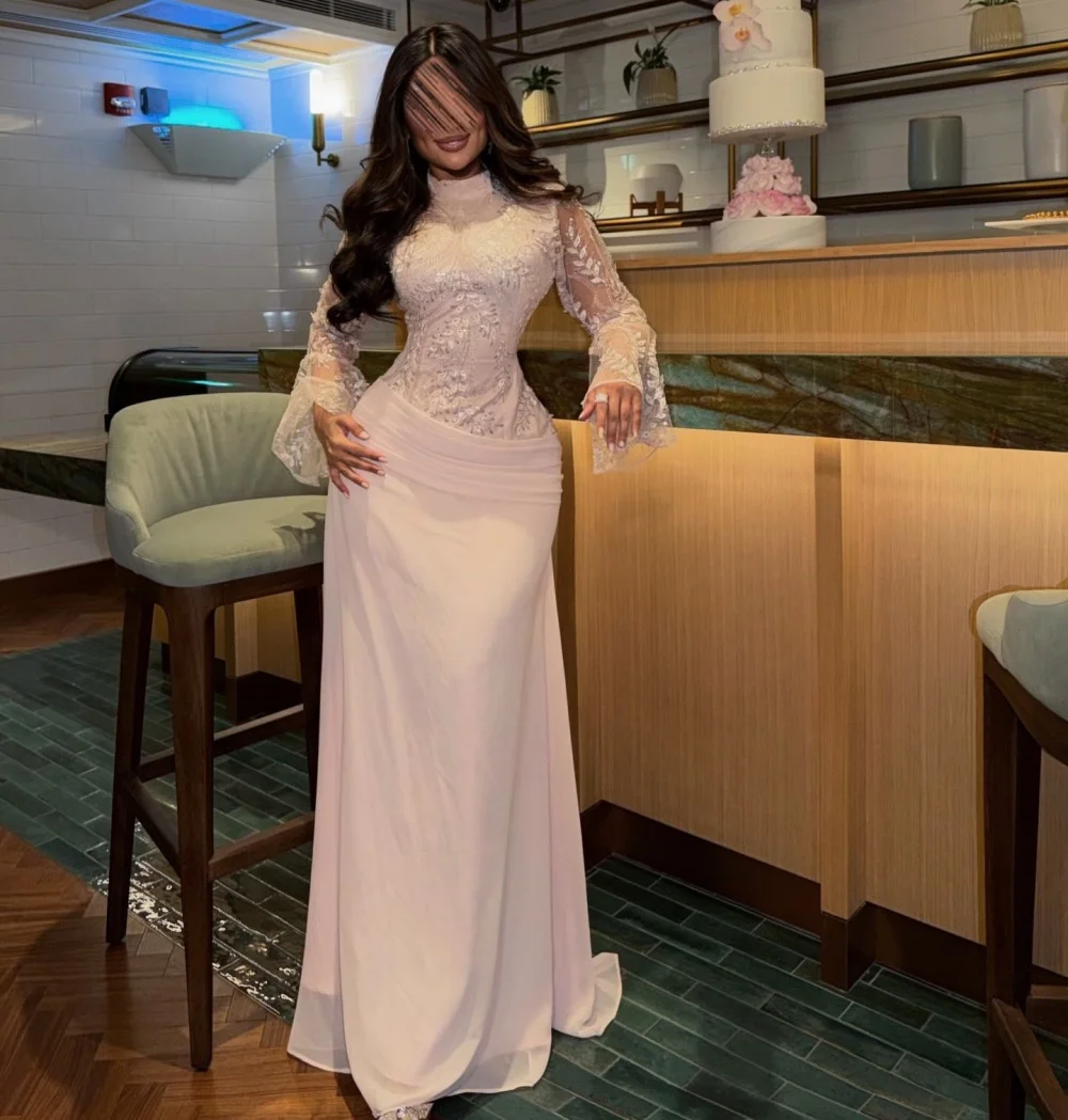 

Customized Classic Luxury High Collar Women's Evening Gowns Glitter Trumpet Long Dresses Party Gown Elegant