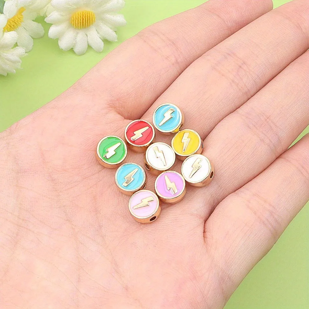 4/16/32 قطعة متعدد الألوان شقة مستديرة البرق نمط الخرز الزخرفية ، أساور يدوية الأقراط ، عيد الحب هالوين اكسسوارات #2