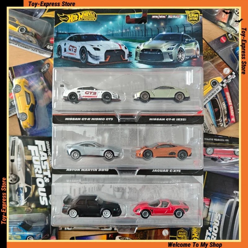 

Hot Wheels Premium 2025 Hotwheels 2025 Car Culture 2-Packs 1/64 Car Model Aston Martin Nissan Gt-R Alfa Romeo Jaguar Kids Toys