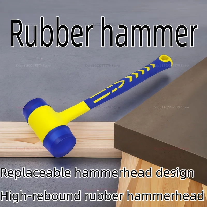 25mm 35mm 45mm Rubber Hammer Double Head Soft Touch DIY Hand Tool Double Face Black Plastic Coated Grip for Woodworking