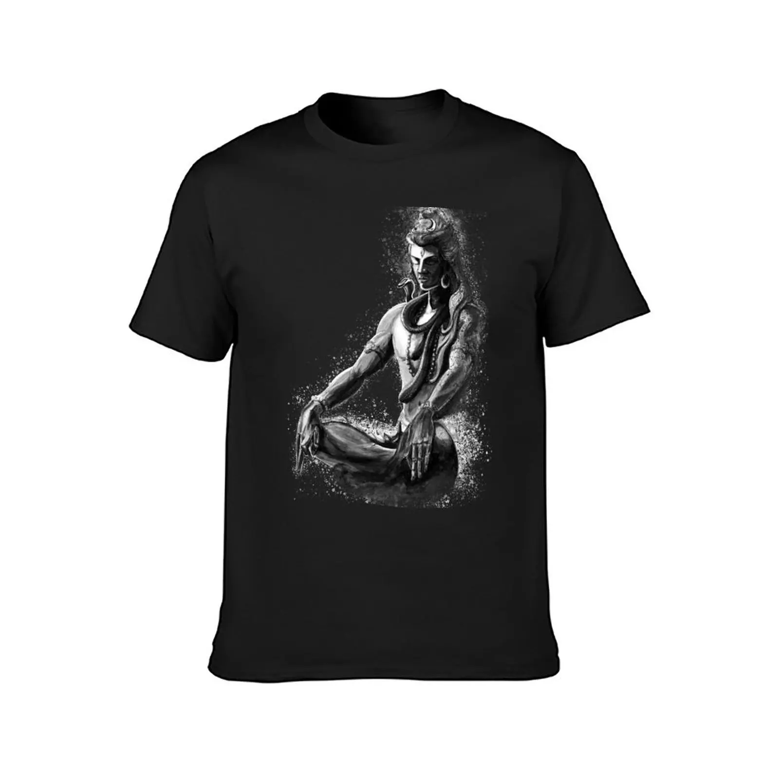 Majestic lord Shiva in Eternal meditation - Black and white T-Shirt graphics boys animal print slim fit t shirts for men