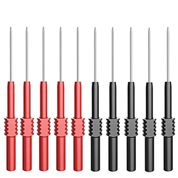 Cleqee P5009 10pcs sonde per Test multimetro Non distruttive con ago per Piercing in PVC morbido rosso/nero