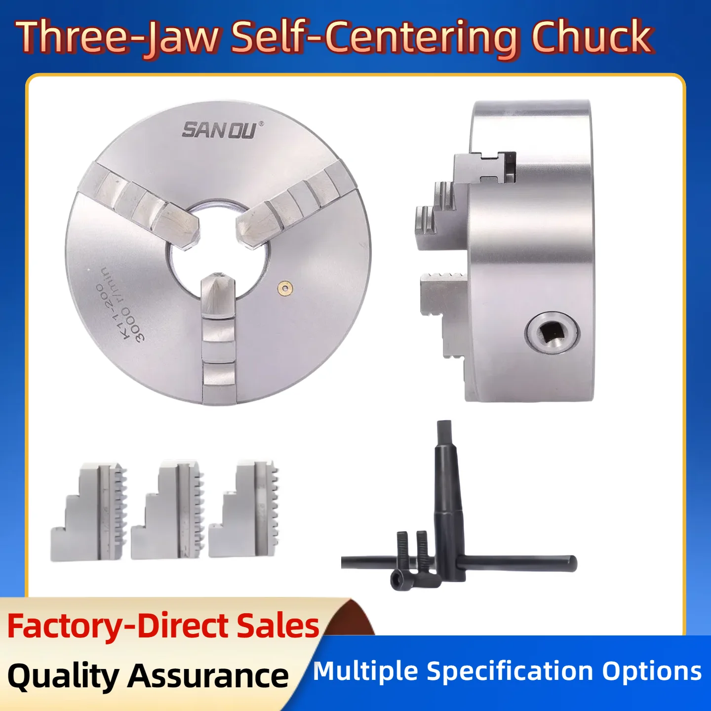 Lathe Chuck 130mm SANOU Brand 3 Jaw Self-Centering Lathe Chuck K11-130 3
