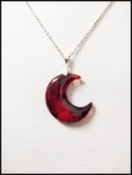 Gothic Blood Red Moon Charm Necklace For Men Women Fashion Witchcraft Jewelry Accessories Gift Vampire Moon Pendant Choker Trend