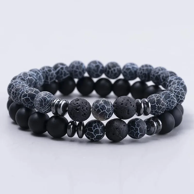 2Pcs Man Bracelet Energy Stone 8mm Tiger Eye Beaded Lovers Couple Bracelet Set Men's Agate Stretch Bracelet Gift For Women