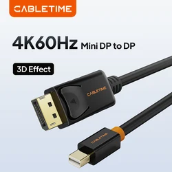CABLETIME Mini Display Port to Display Port Cable Thunderbolt to DP 4K Cable Mini DisplayPort Cable For Surface Macbook C052