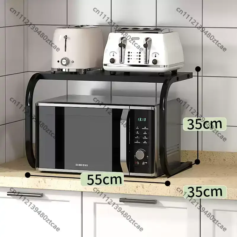Countertop Double‑layer Multi‑purpose Kitchen Storage Rack Punch‑free Organizer For Microwave Oven Rice‑cooker And Seasoning