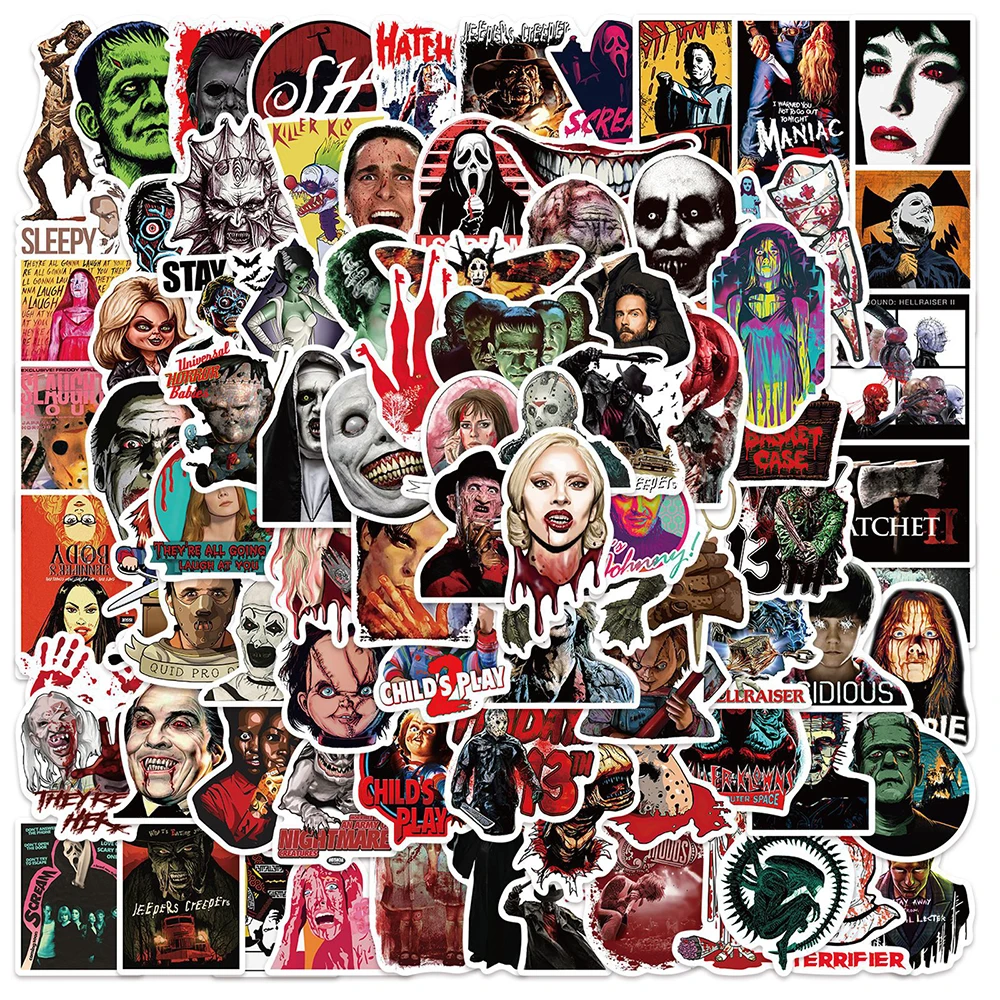 10/30/50/100PCS Mixed Classic Horror Movies Stickers Graffiti Decals DIY Notebook Skateboard Wall Motorcycle Waterproof PVC Toy