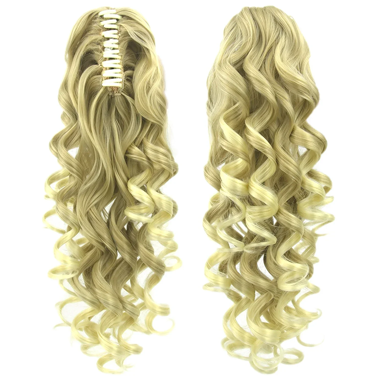 Blonde Curly Clip in Ponytails Hairpieces Claw Headwear Fake Pony Tail Hair Extensions De Coleta Larga Postiche