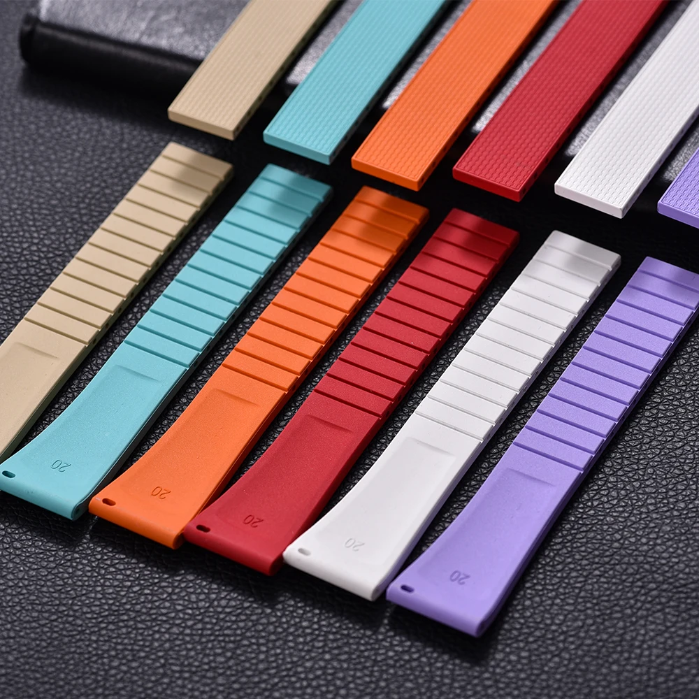 20 مللي متر Delugs CTS Fkm أشرطة ساعات مطاطية مع 4 ألوان مشبك فراشة نسيج فريد حزام ساعة الإفراج السريع لساعة العلامة التجارية