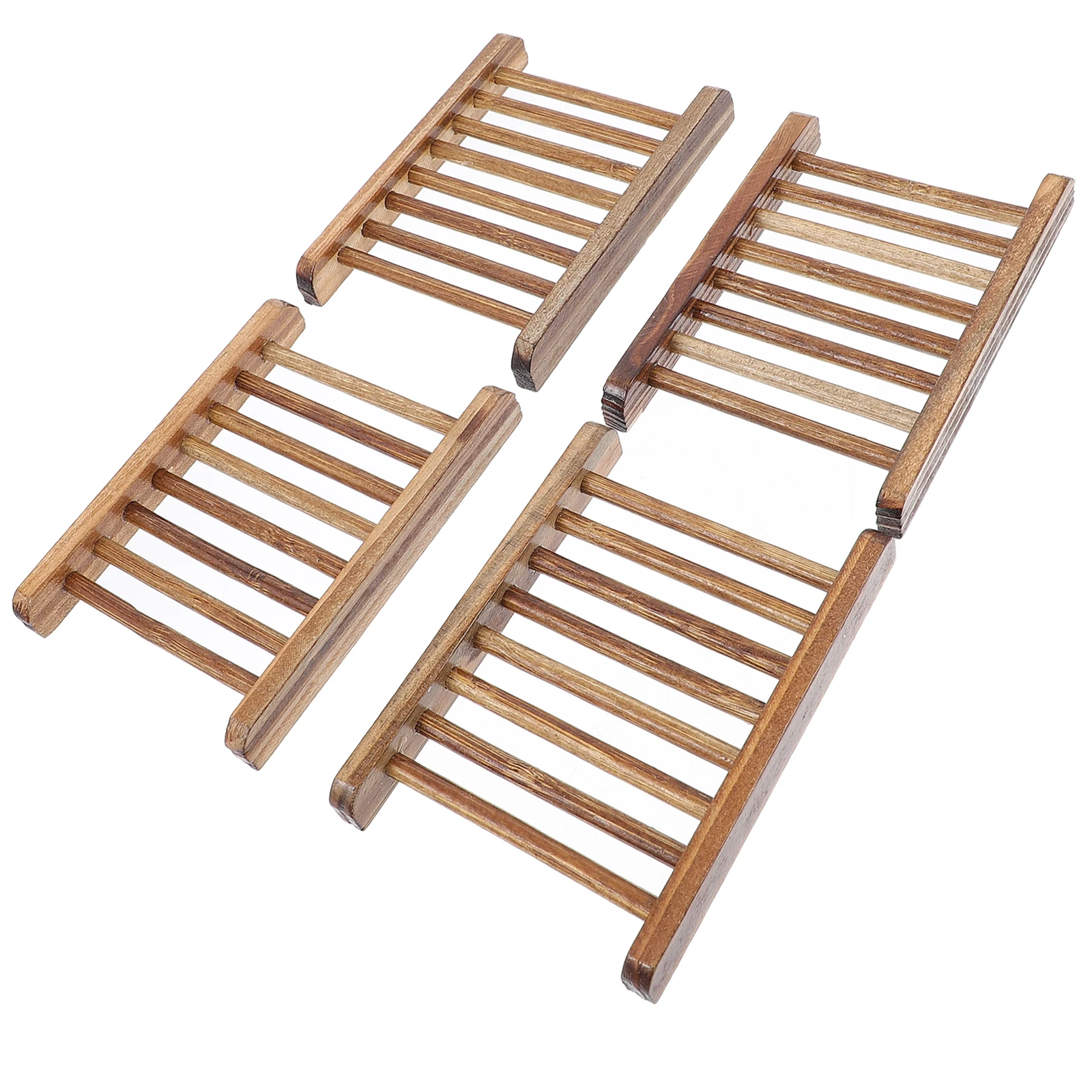 

4Pcs Wood Soap Dish Draining Holder Multipurpose Bathroom Kitchen Sponge Stand Wooden Soap Tray Kitchen Sponge Stand