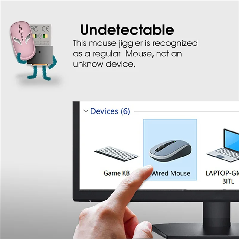 ABJU USB Mouse Mover Full Metal Undetectable Mouse Jiggler with Memory Function Automatic Mouse Mover Jiggler Keeps PC Awake