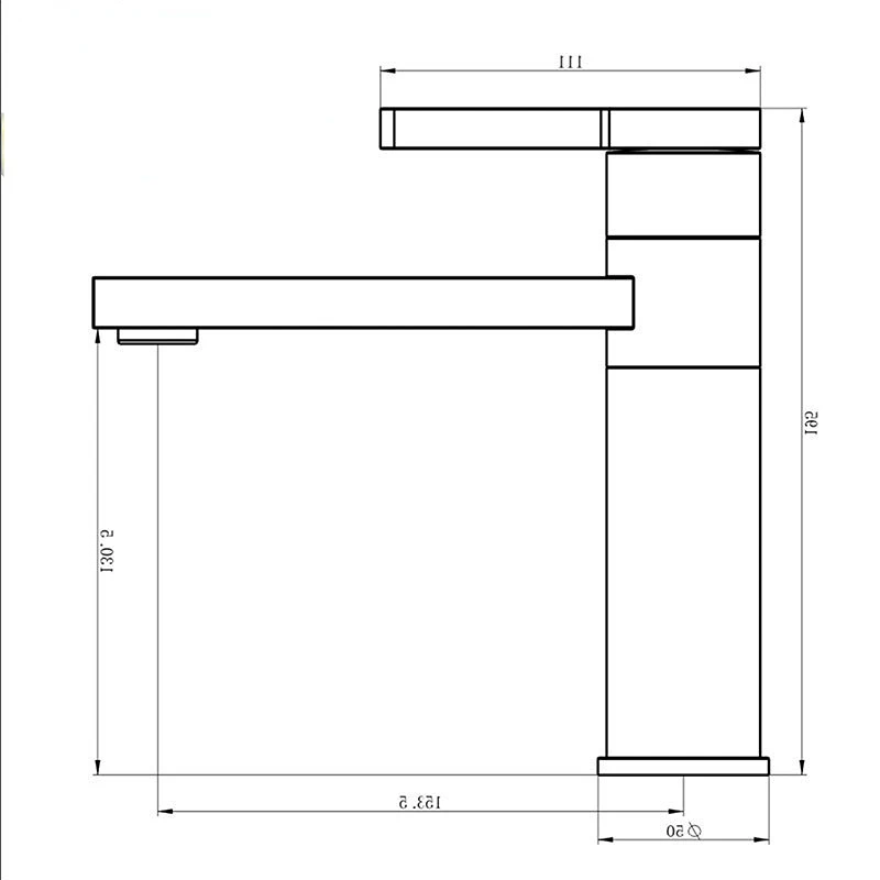 ทองเหลืองสแควร์สีอ่างล้างจานก๊อกน้ำอ่างล้างหน้าอ่างล้างหน้า S ร้อนเย็น Tap Single Hole