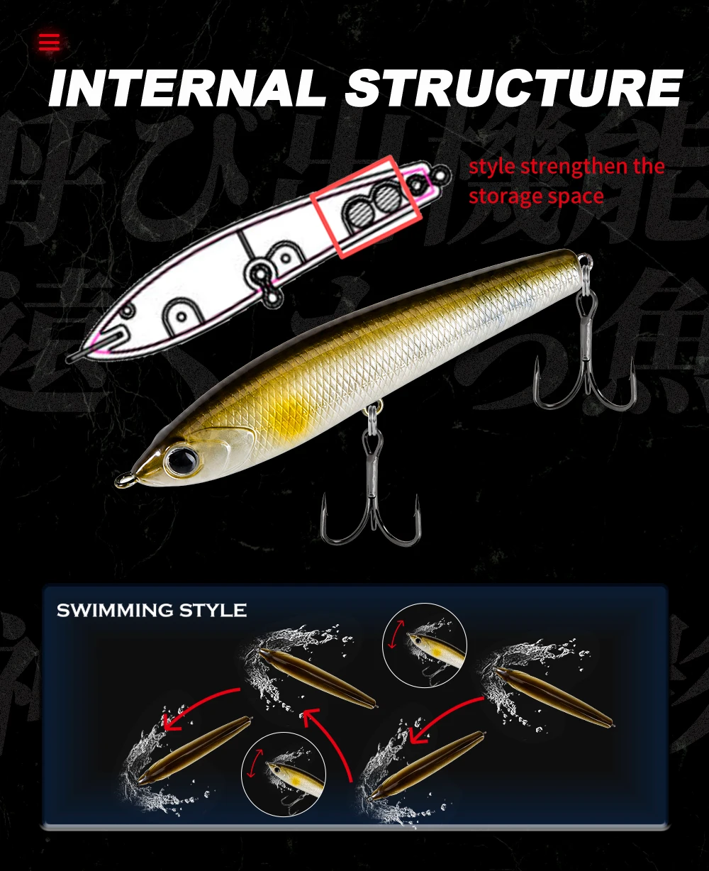 Hunthouse 4 Stück Roter Teufel Topwater Pencil Köder Schwimmender Harter Stickbait 75mm 6g Künstlicher Angelköder für Barsch Hecht Süßwasser – Detail 6