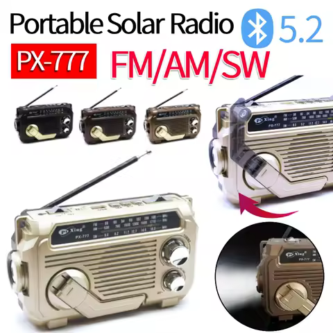 PX-777 Solar Powered Hand Cranked Radio Multifunctional Radio Amplitude Modulation Radio FM/AM/SW Radio Emergency Flashlight