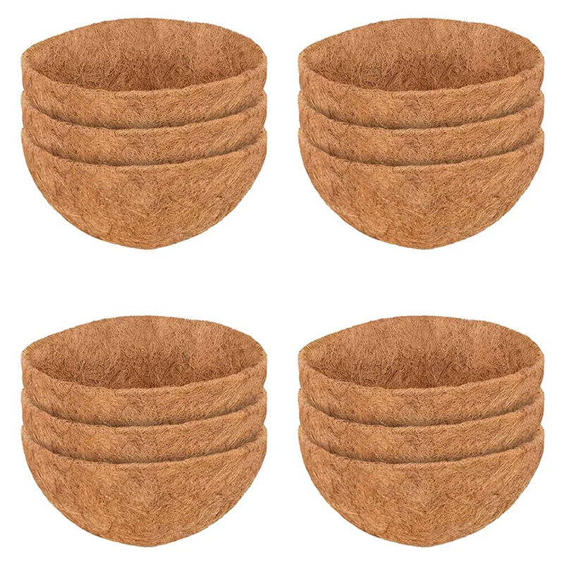 

AS60-12 Pcs Round Coconut Liner Natural Coconut Fiber Basket Coconut Replacement Liner For Hanging Baskets Planters Flowers