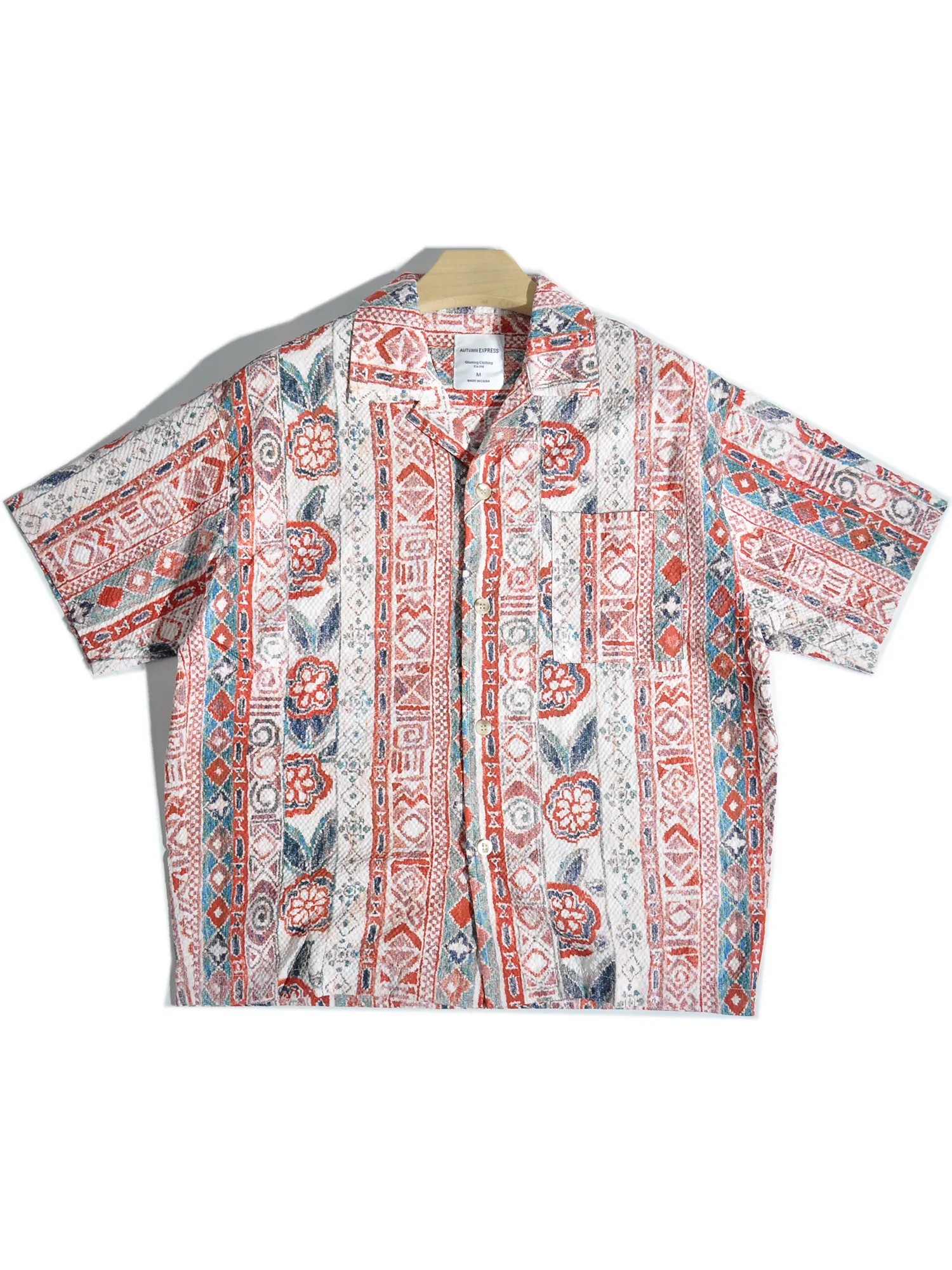

Cuban Hawaiian Baroque Totem Floral Thailand Beach Vacation Short Sleeve Shirt for Men