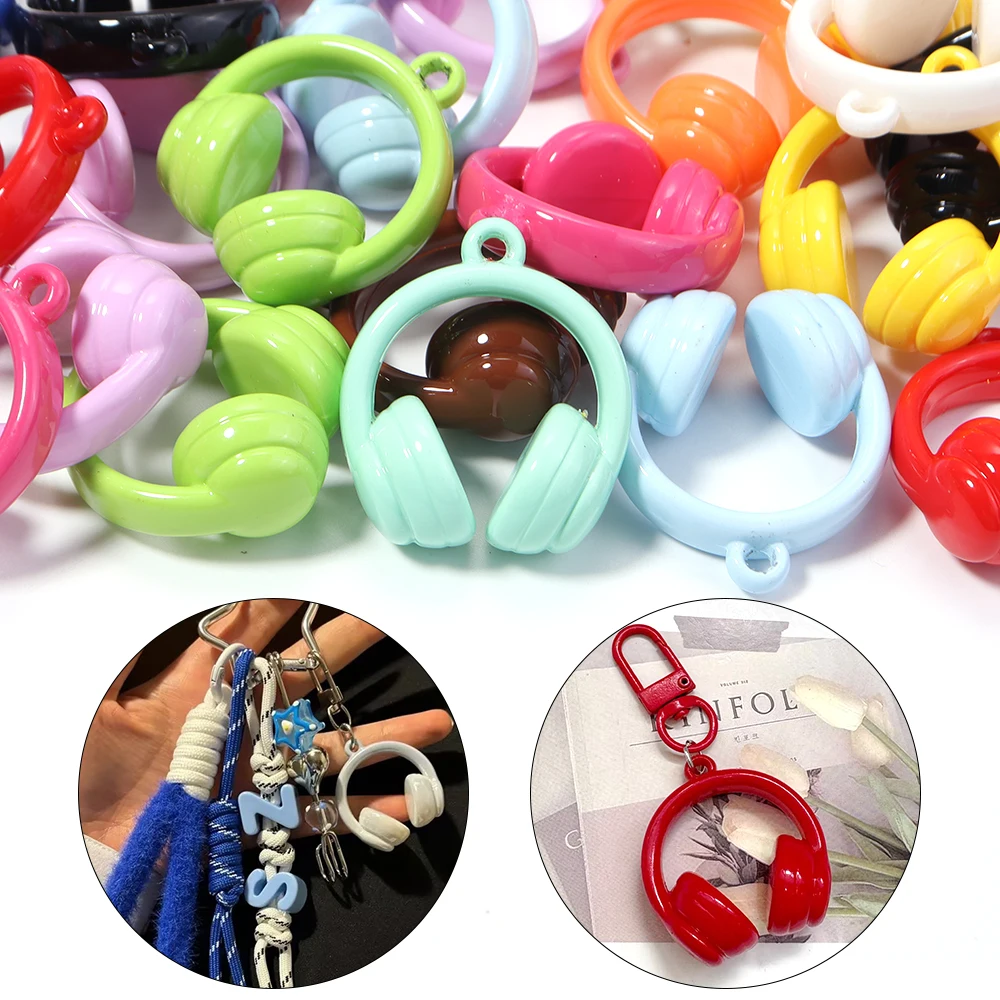 5pcs/lot Colorful Earphones Acrylic Beads Loose Spacer Beads For Jewelry Making DIY Keychain Handbag Pendant Accessories view 2