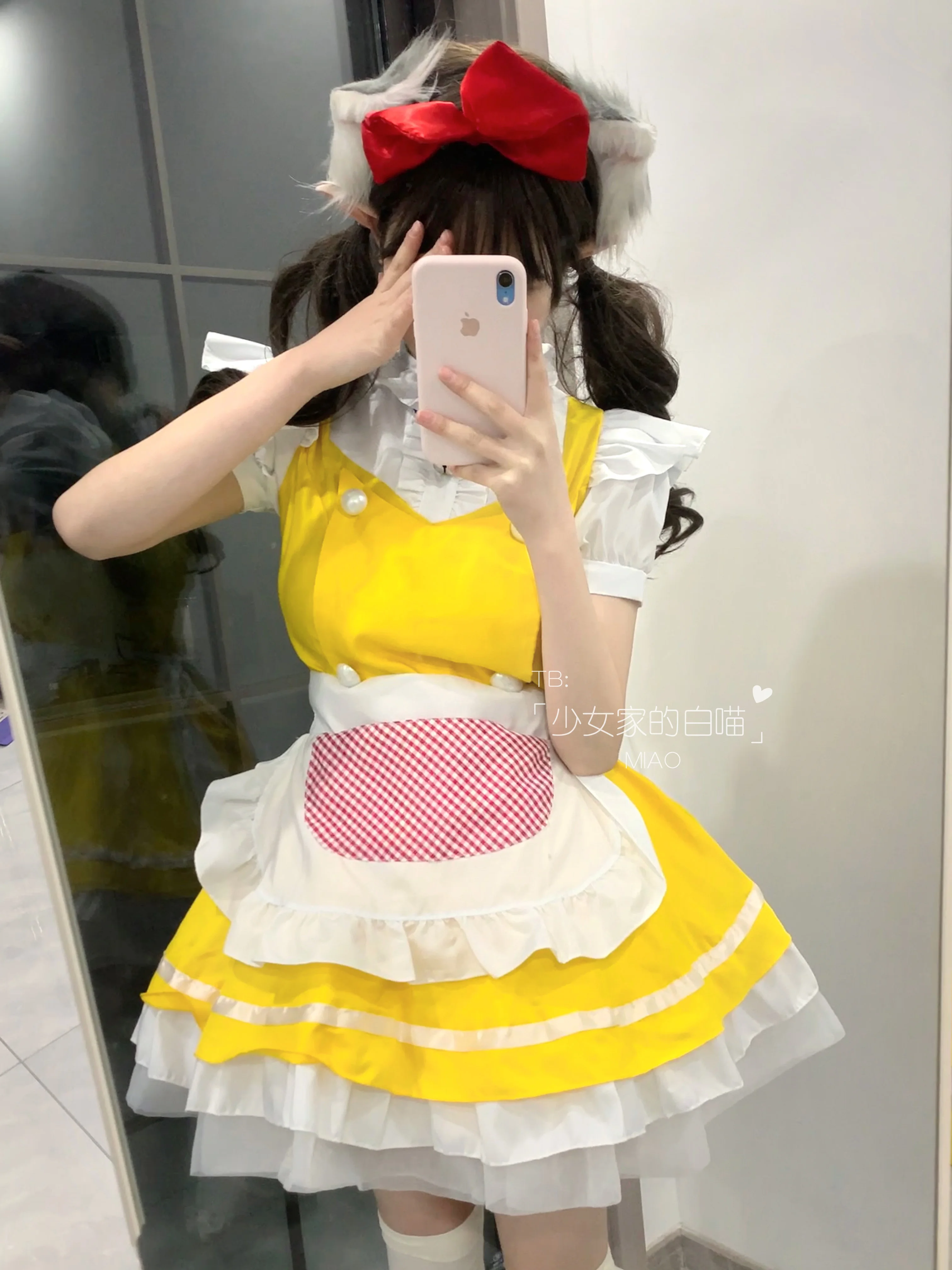 Lovely French Maid Japanese Wind New Summer Anime Cosplay Clothing Maid Cat Dress + Shirts + Apron + Neck Ring + Headband