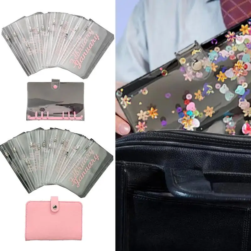 Money Challenge Binder A6 Waterproof Money Organizer With Zipper Tear-Resistant Binder Wallet For Home Work School Reusable Mone