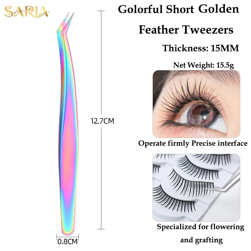 光沢のあるまつげエクステンションピンセットレインボーボリュームまつげピンセットさまざまな形状のメイクアップ用