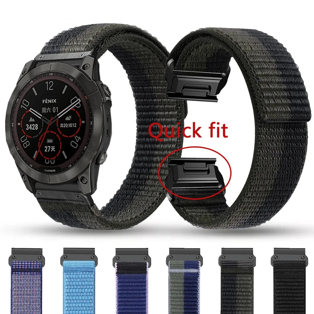 

QuickFit 26mm 22mm Nylon Watch Band For Garmin Instinct 2X Solar Strap Fenix 7X 6X Pro 5X Plus High Quality Watchband Bracelet