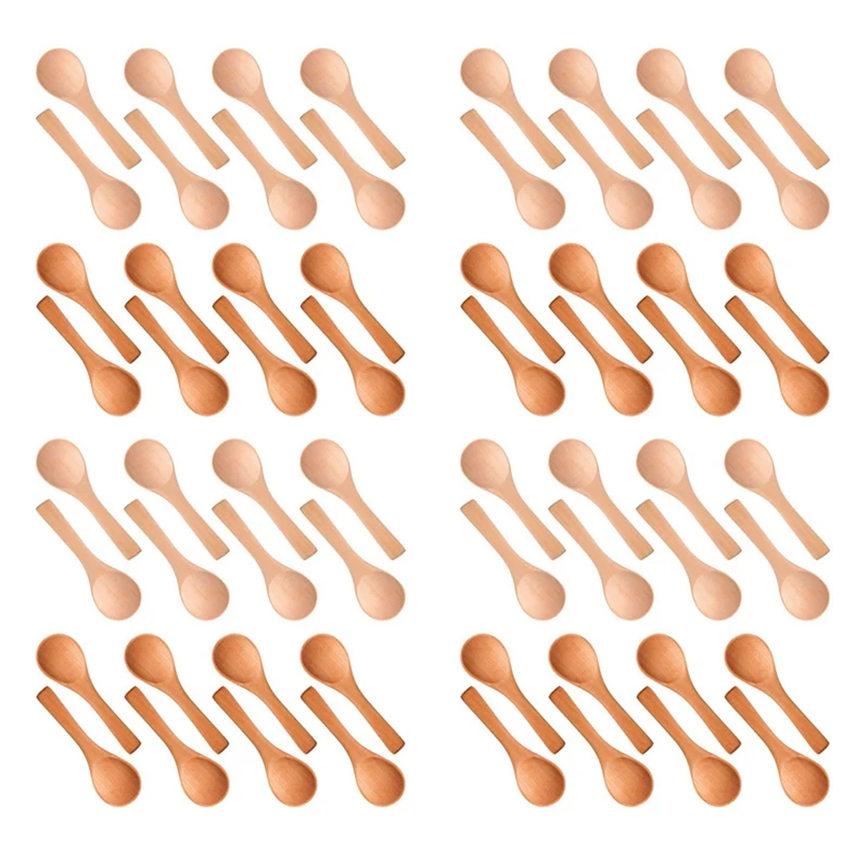 

200 штук маленькой деревянной ложки, мини натуральная ложка, деревянная чайная ложка для меда для кухни (смешанные цвета)