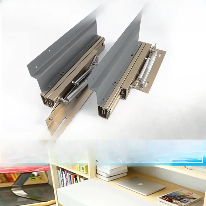 Rising invisible pull-out track telescopic desk hardware desktop extension slide rail and lifting folding bay window guide