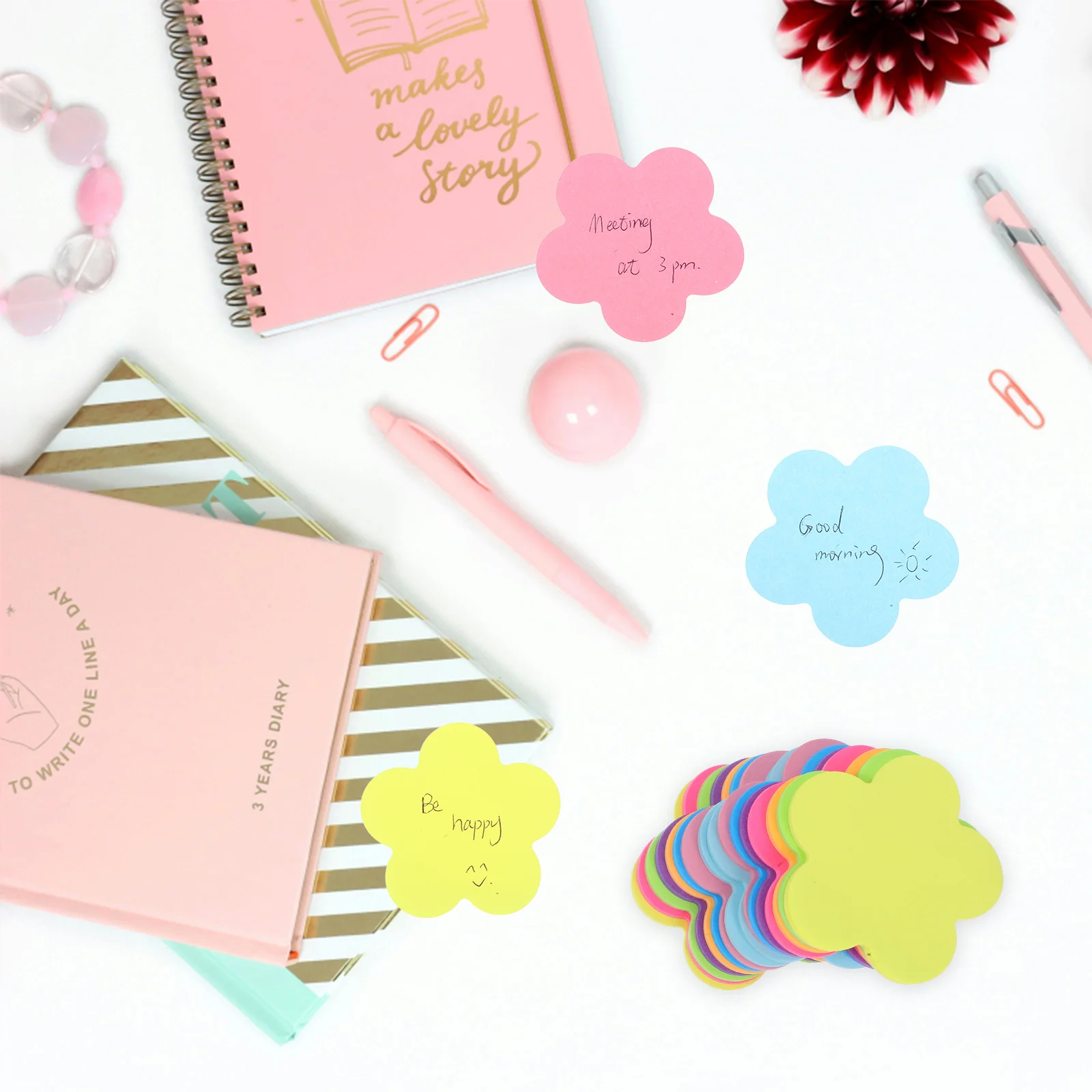 

16Pcs Plum Blossom Colorful Adhesive Memo Pads Self-Adhesive Book Tabs Office School Sticky Tabs