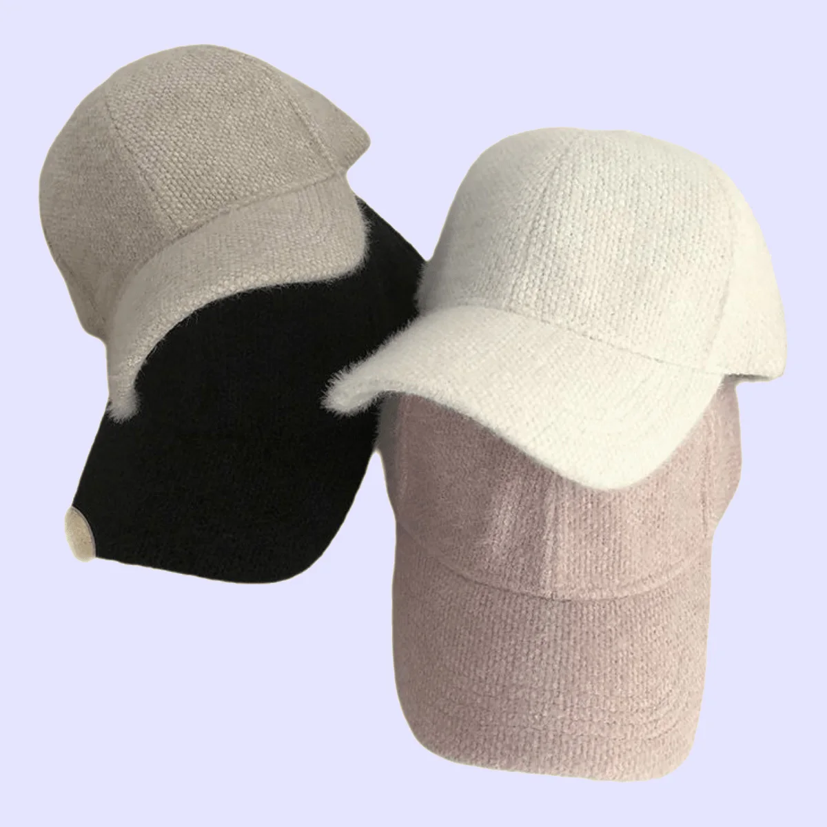 

Women's Warm Duckbill Hat Adjustable Rabbit Fur Baseball Cap for Autumn And Winter Coffee Store Visit Outfit