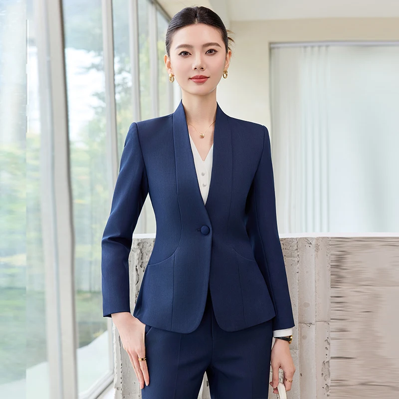 

Autumn Winter Formal Uniform Styles Pantsuits for Business Women Professional OL Work Wear with Pants and Jackets Coat Blazers