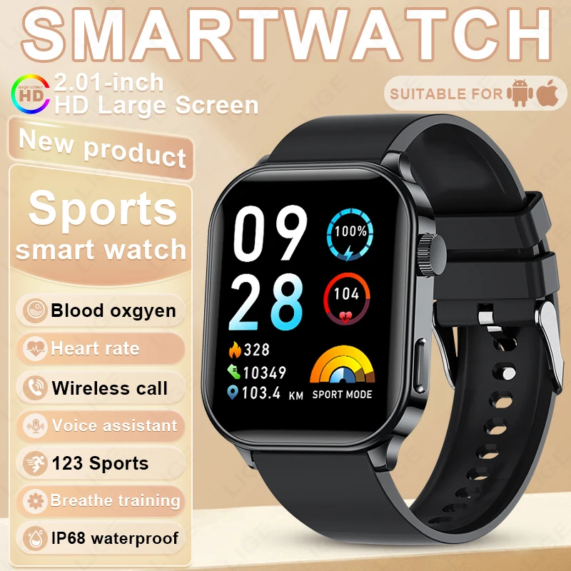 

LIGE Health Monitor Smart Watch 2026 New 2.01" HD Screen Blood Oxygen Bluetooth Call Heart Rate Sports Smartwatch Women Men