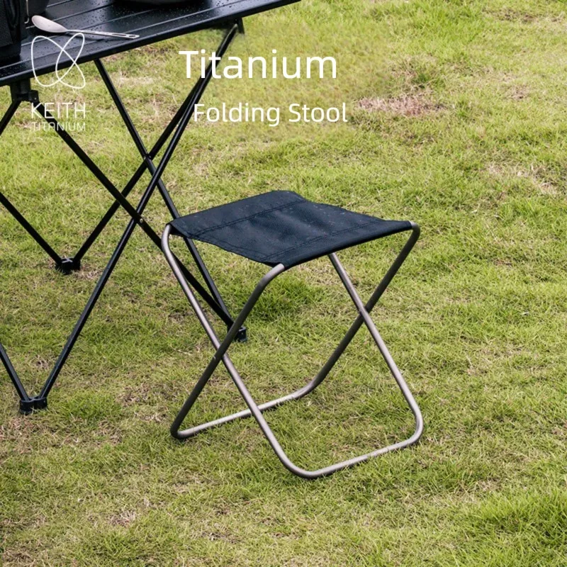 KEITH Ultralight Titanium Folding Stool-247g for High-Strength, Rust-Proof Portable Seating  Ideal for Fishing Camping & Outdoor