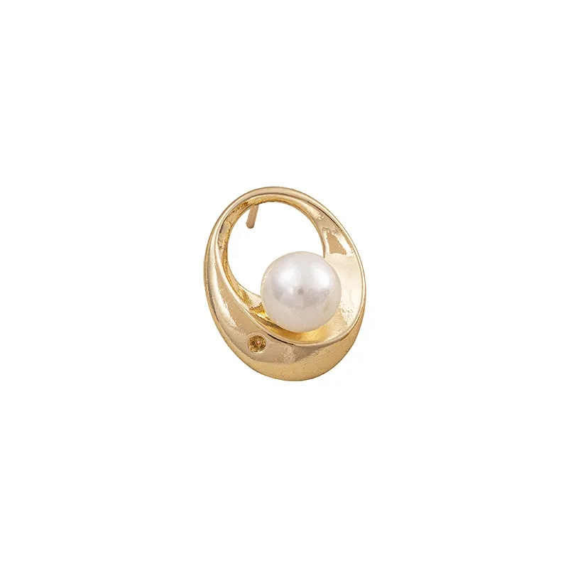 

925 Silver Needle Half-hole Pearl Stud Earrings 14K Gold-plated Egg-shaped Pearl Hollow Stud Earrings Diy Handmade Earrings