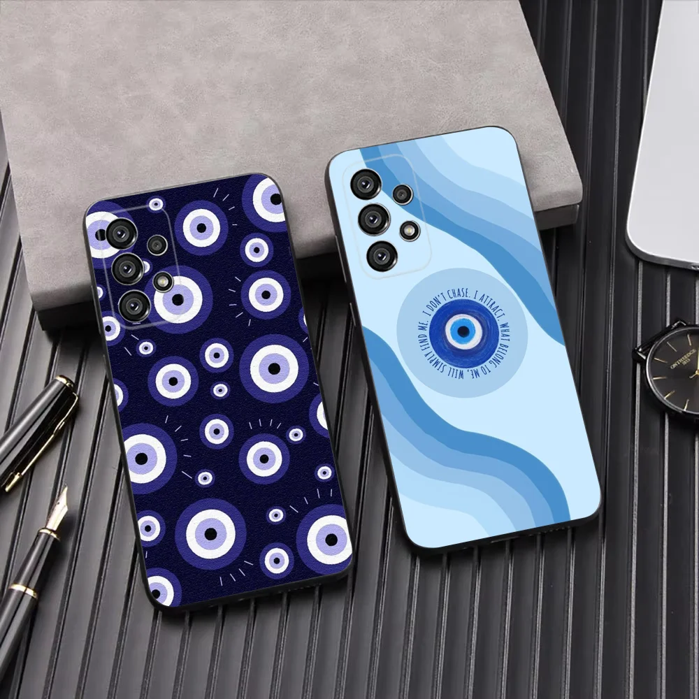 

Blue Evil Eye Lucky Phone Case For Samsung Galaxy A13,A21s,A22,A31,A32,A52,A53,A71,A80,A91 Soft Black Shell