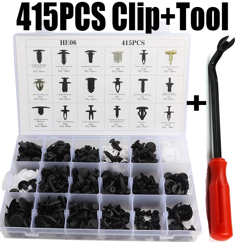 

Car Fastener Clip Mixed Kit Plastic Push Fixed Pin Threaded Rivet Clips for Car Door Trim Body Bumper Panel Auto Repair Parts