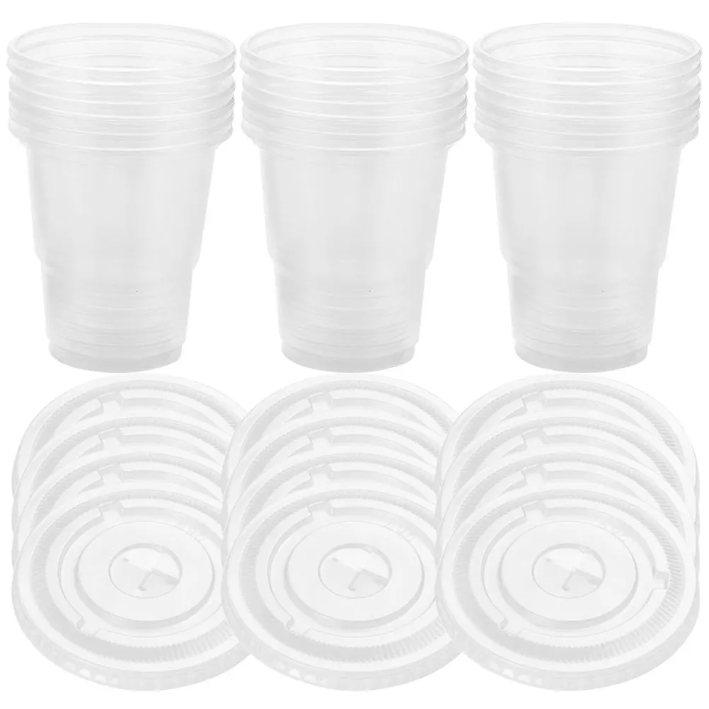 

50 Pcs Cold Drink Cups Disposable Clear Milk Tea Beverage Cups for Home Party with Lightweight Design Smooth Rim