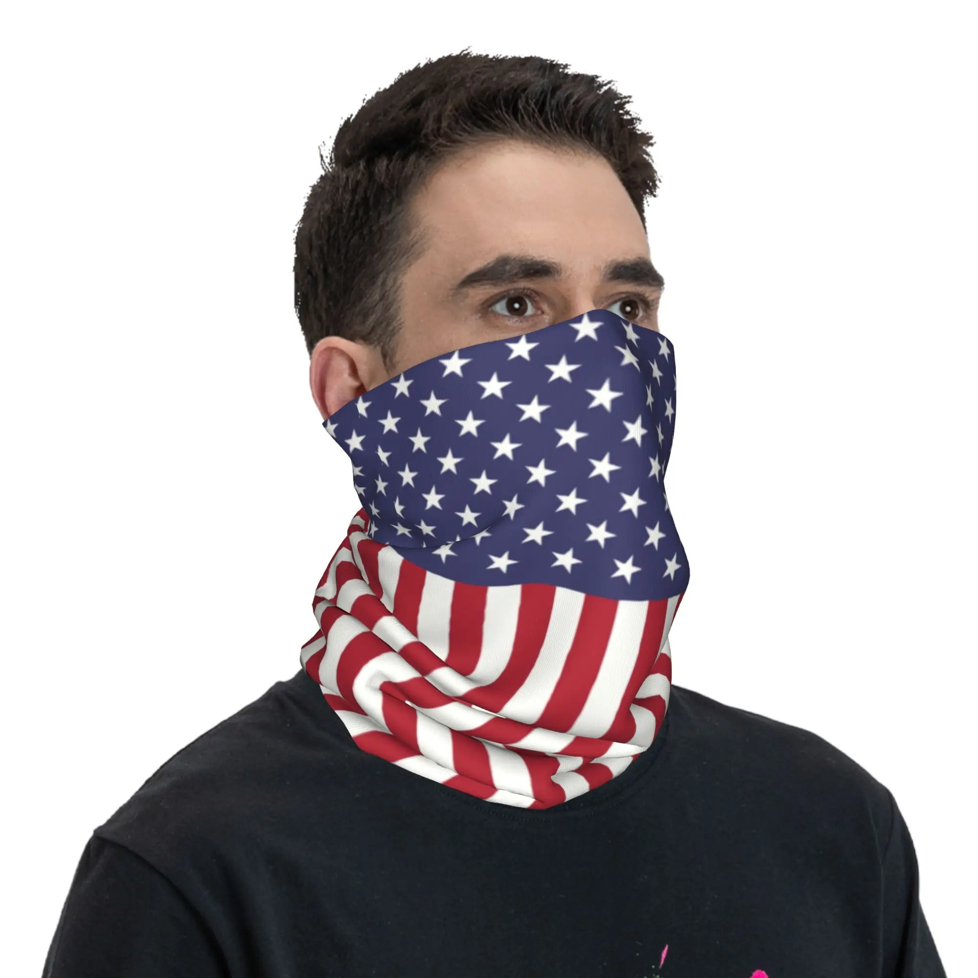 مخصص أمريكا الولايات المتحدة الأمريكية العلم باندانا الرقبة أدفأ الرجال النساء الشتاء التزلج وشاح أنبوبي الجراب واقي الوجه #5