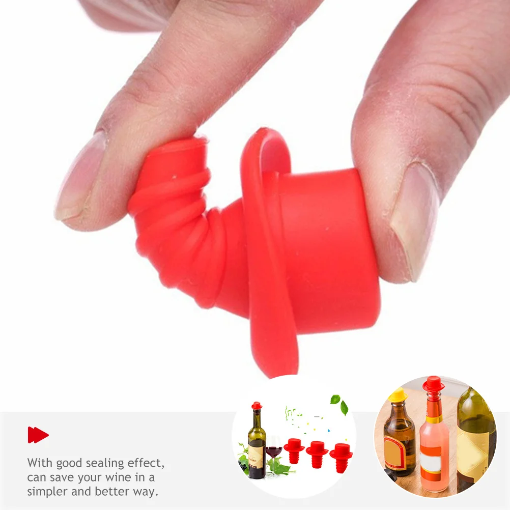 

4Pcs Silicone Wine Stoppers Creative Hat Shape Bottle Sealers for Glass Bottles Party Favors Decorative Wine Saver Gift