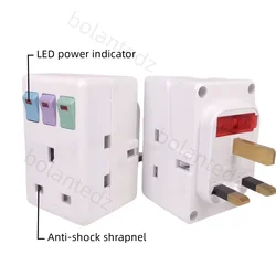 UK Plug 250V 13A Portable Multi 1 to 3 ways Travel Adapter Power Socket with ON/OFF Independent Control Switch Conversion Plug