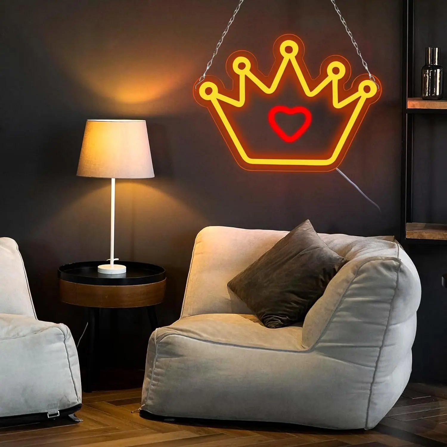 Crown Neon, 5V USB LED Wall Lighting Decor with Dimmer Switch, Bedroom, Game Room, Internet Cafe, Bar, Party Wall Decor