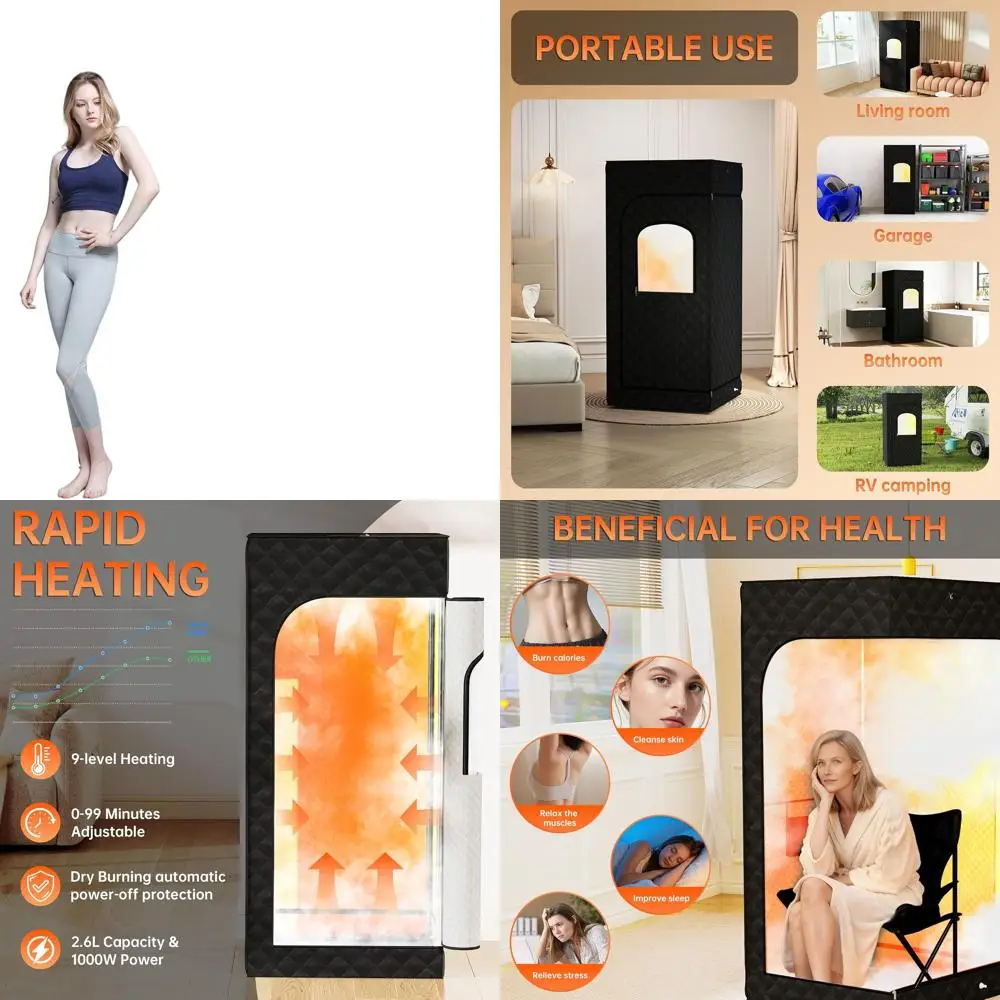 

Portable Home Sauna Box with Adjustable Heating, 0-99 Minute Timer, 2.6L Steamer, and Remote Control for Relaxation