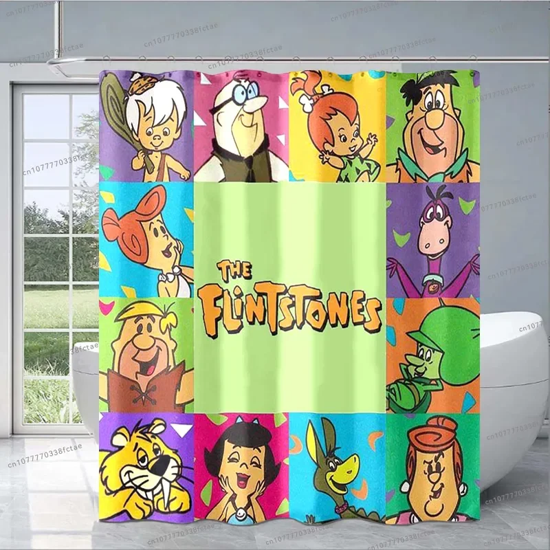 Classic Cartoon Flintstones Shower Curtain Cute Cartoon Pattern Shower Curtain Kid's Bathroom Fashion Decorative Shower Curtain