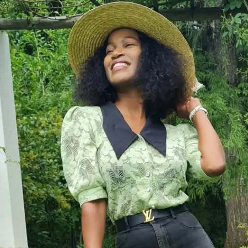 

African Women's Wear Shirt Slim Flower Texture Lace Color Stitching Turnover Neck Puff Short Sleeve Breasted European and Americ