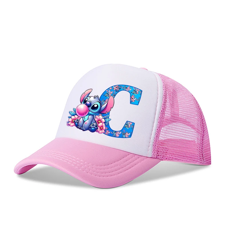 Stitch Disney – casquette de Baseball pour garçons et filles, lettres de dessin animé, chapeau d'été en maille respirante, mignon, bonnet de soleil, couvre-chef, cadeaux pour enfants